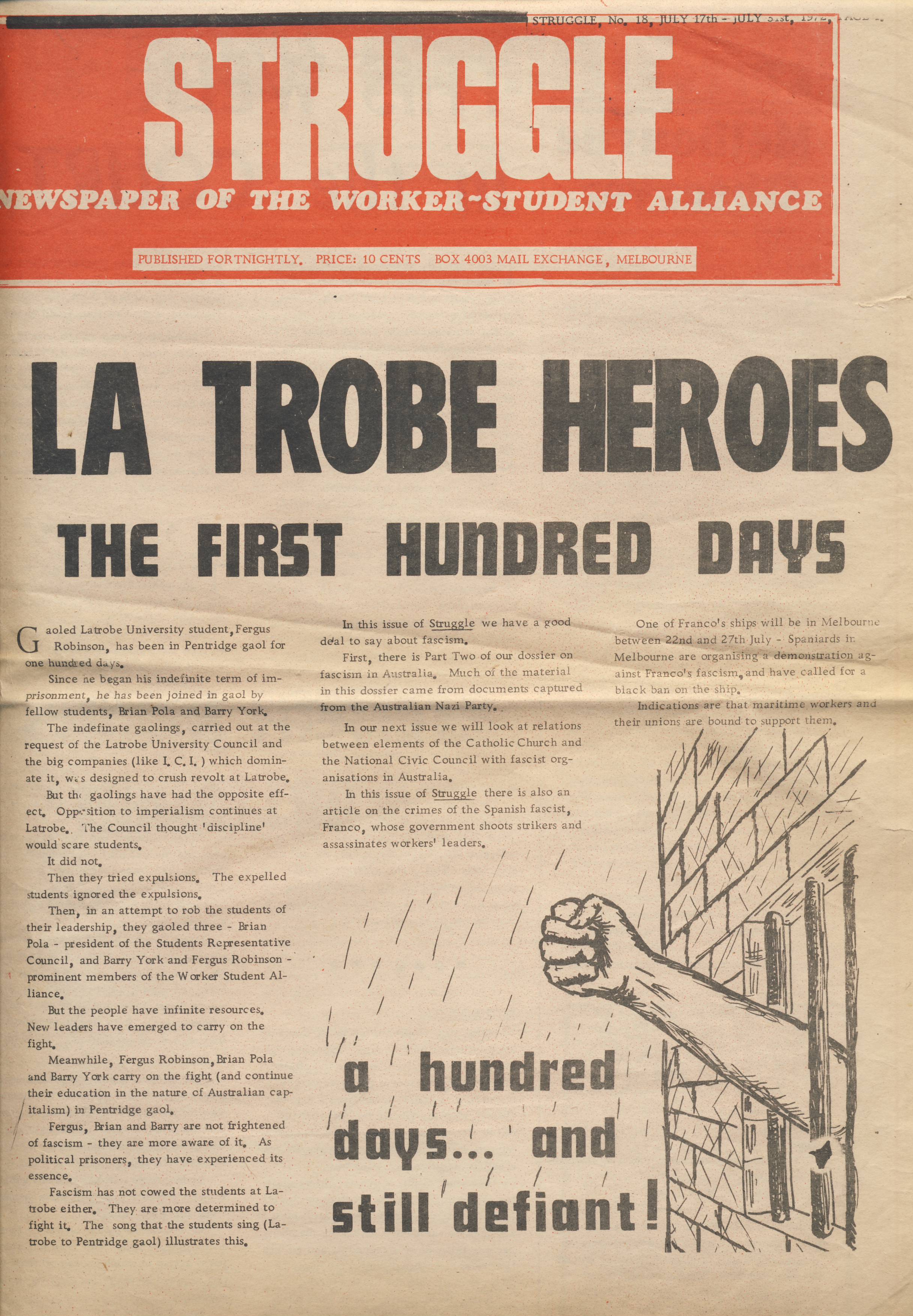 Struggle - La Trobe heroes cover 1972