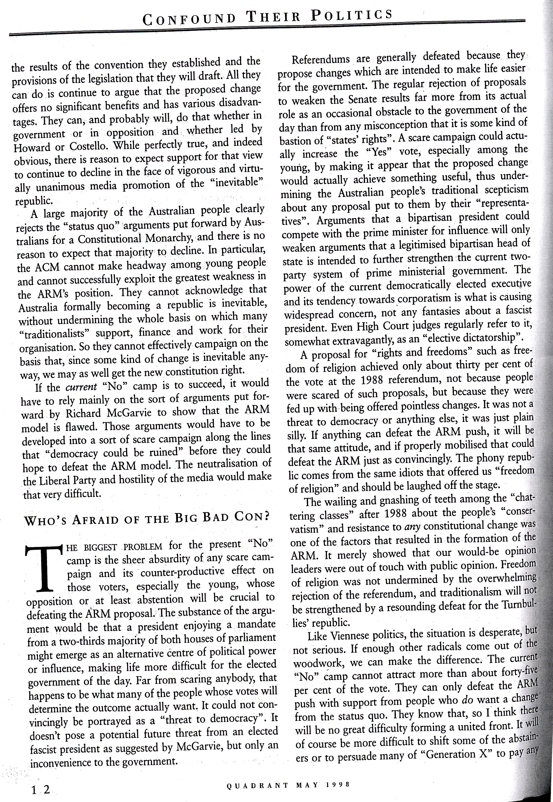 Albert Langer Confound their politics Quadrant May 1998_3